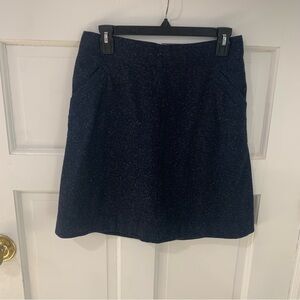 COS Women’s Flecked Wool Blend Woven Mini Skirt Navy Blue Preppy Size 36 or 4